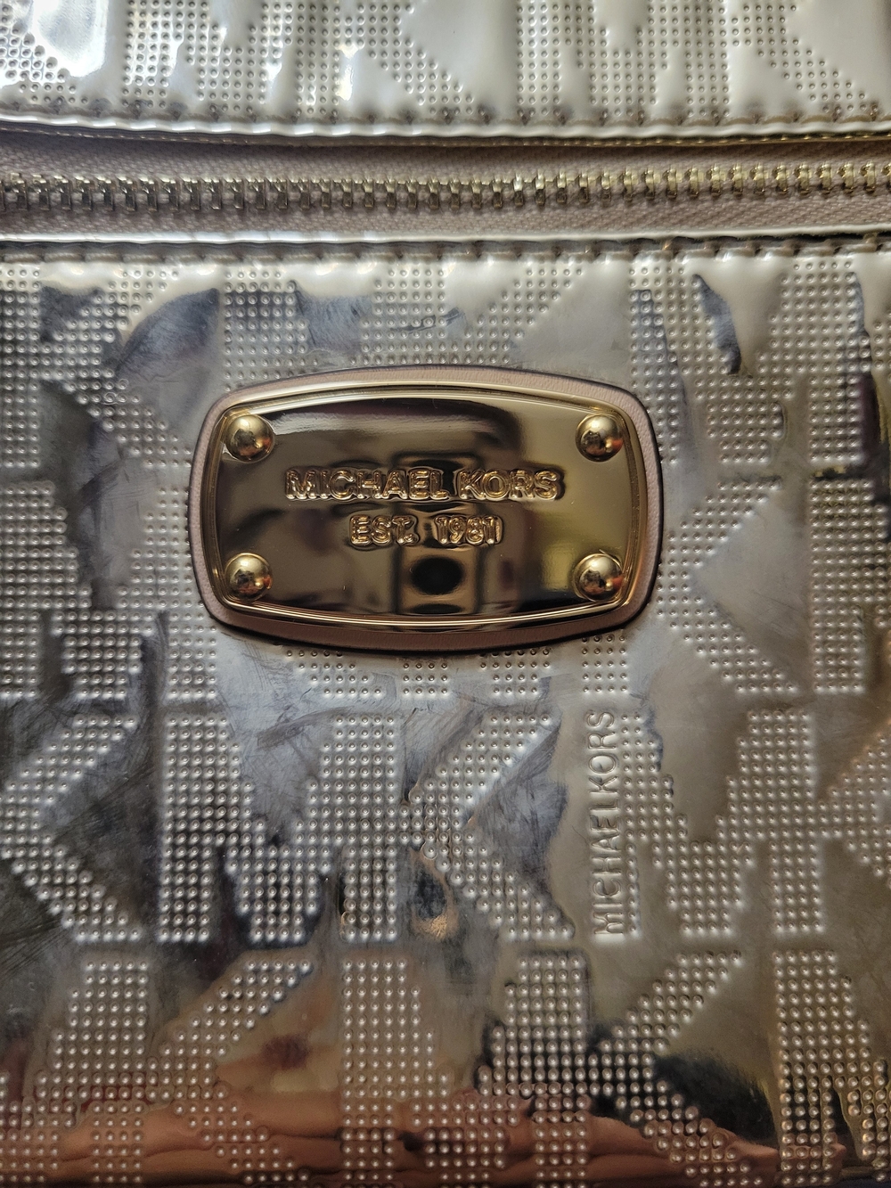 Michael Kors Gold MK Signature Wristlet Clutch - Picture 2 of 4